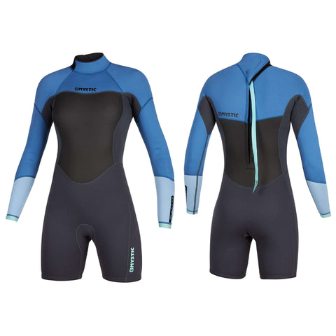 2020 Mystic Brand Longarm 3/2MM Women's Shorty Wetsuit XS Blue