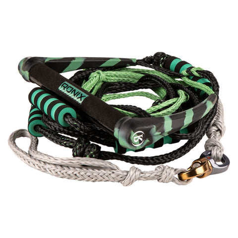 Ronix Spinner Silicone Surf Rope-11 in. Handle w/ 25ft 4-Sect. Rope - Jade / Black