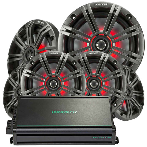 Kicker KM 6.5" LED In-Boat Speakers Package (Set of 6)