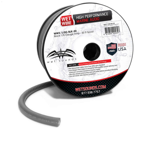 Wet Sounds 1/0GA Amp Wire Black 